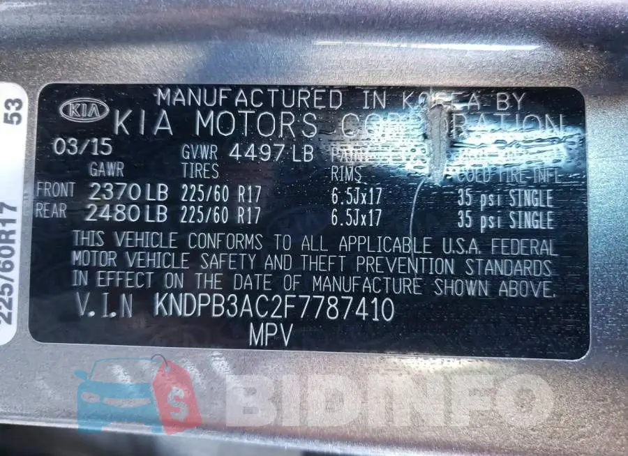 KNDPB3AC2F7787410 Photo# 12