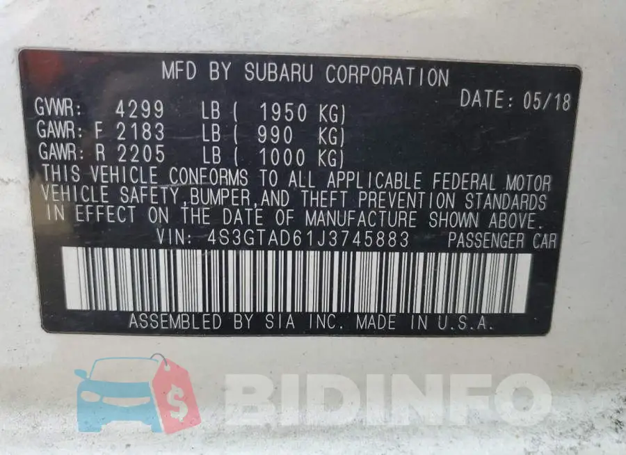 4S3GTAD61J3745883 Photo# 12