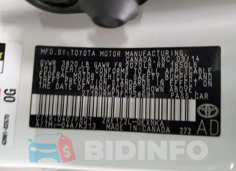2T1BURHE3FC258691 Photo# 13