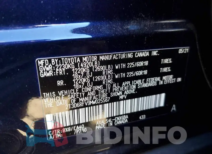 2T3D6RFV9MW025567 Photo# 10