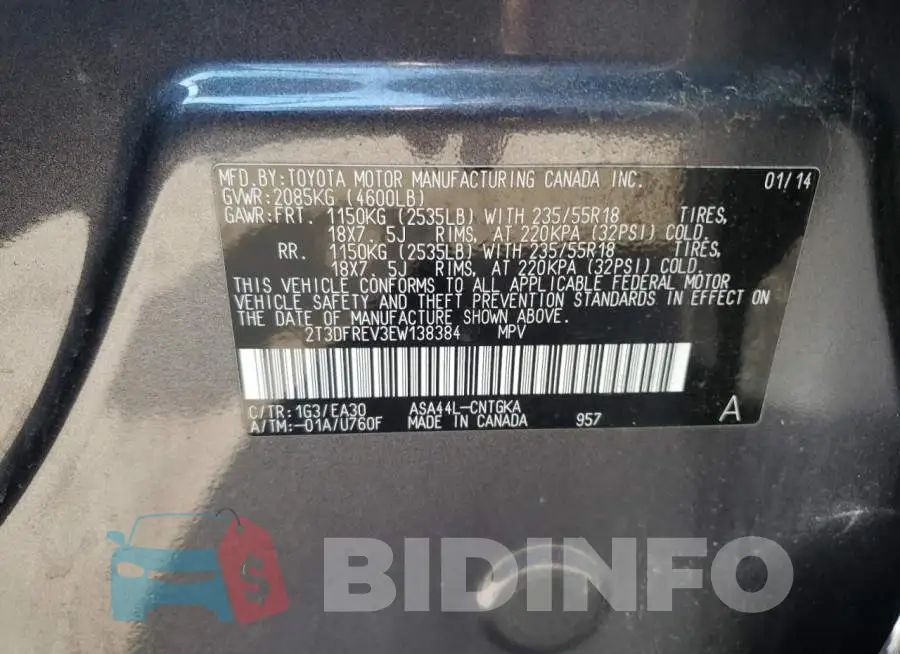 2T3DFREV3EW138384 Photo# 10