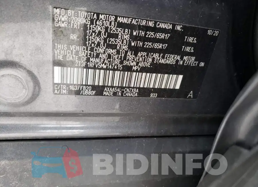 2T3F1RFV5MW147415 Photo# 13