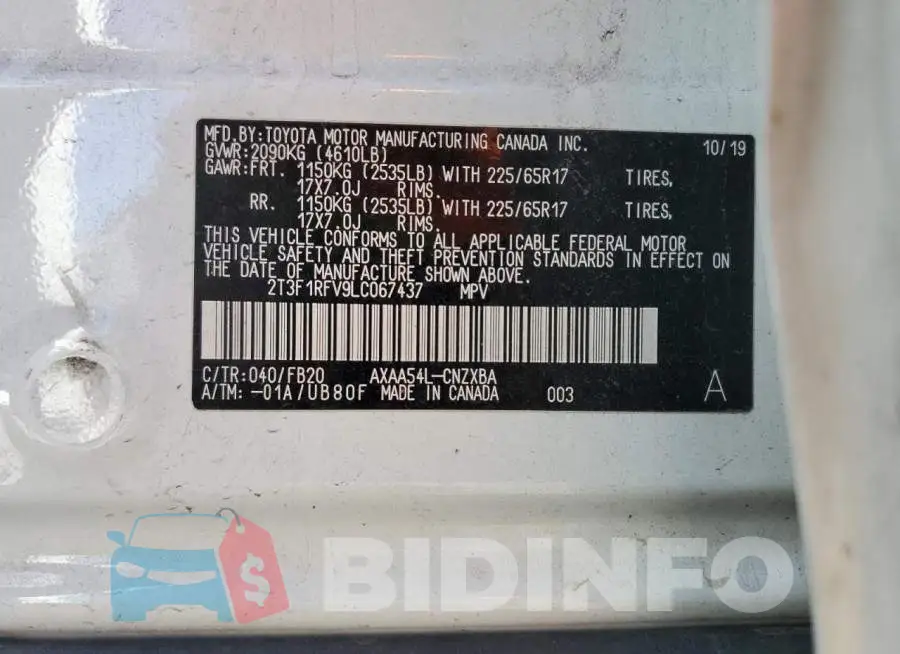 2T3F1RFV9LC067437 Photo# 13