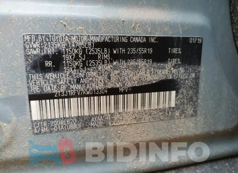 2T3J1RFV7KW013304 Photo# 14