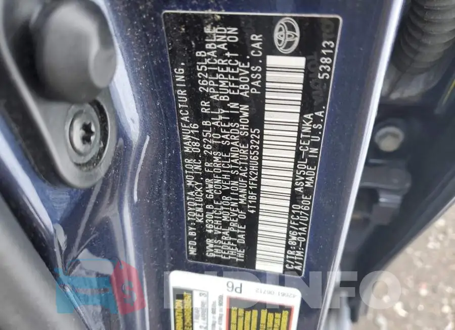 4T1BF1FK2HU653225 Photo# 12
