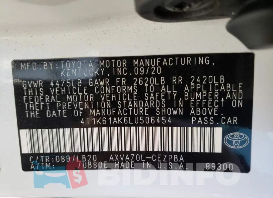 4T1K61AK6LU506454 Photo# 13