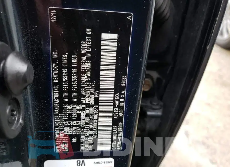 4T3BA3BBXFU070518 Photo# 12