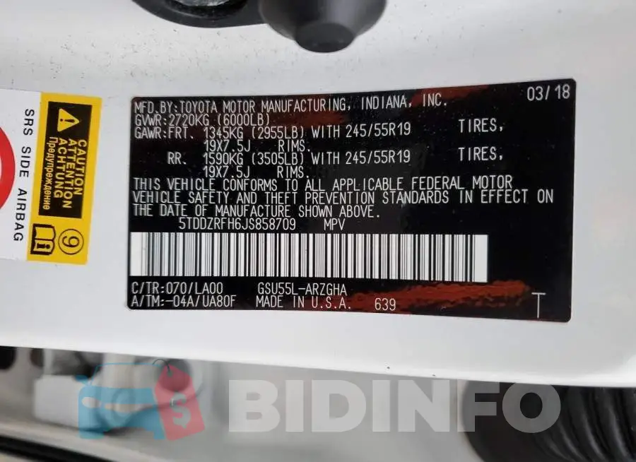 5TDDZRFH6JS858709 Photo# 13