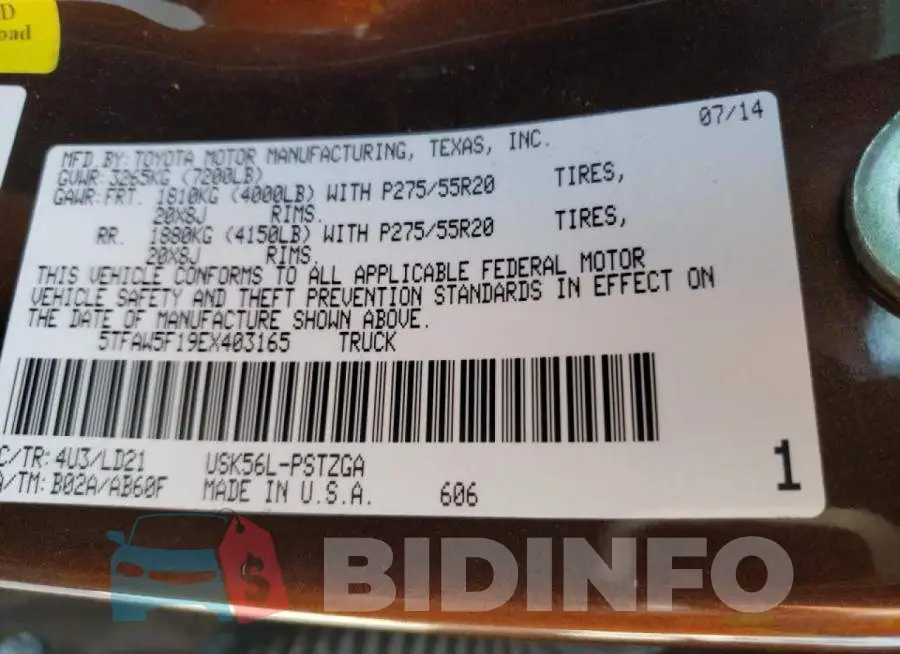 5TFAW5F19EX403165 Photo# 12