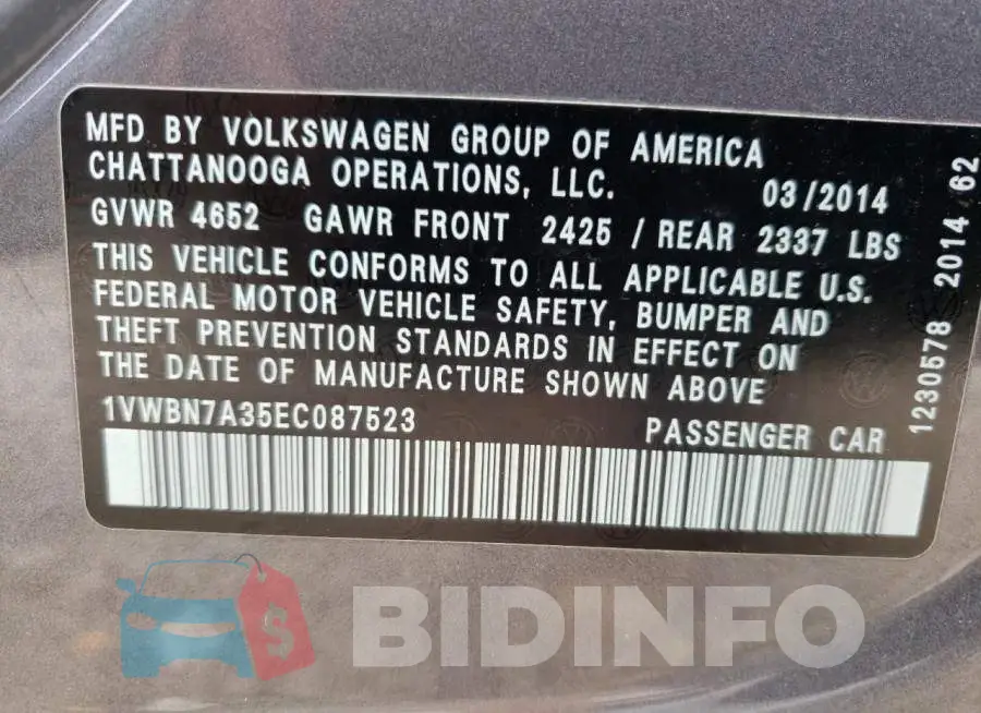 1VWBN7A35EC087523 Photo# 10