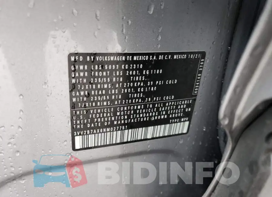 3VV2B7AX6NM027751 Photo# 13
