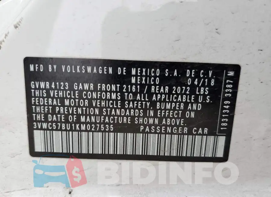 3VWC57BU1KM027535 Photo# 13