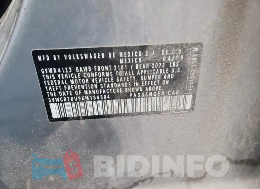 3VWCB7BU9KM184304 Photo# 12