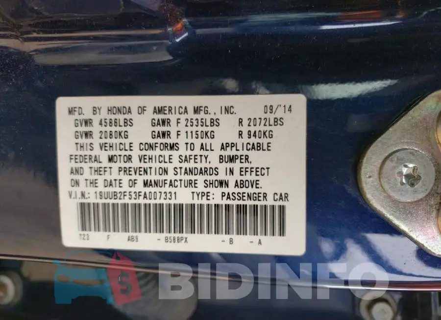 19UUB2F53FA007331 Photo# 12