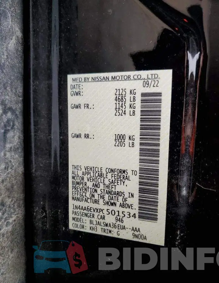 1N4AA6EVXPC501534 Photo# 13