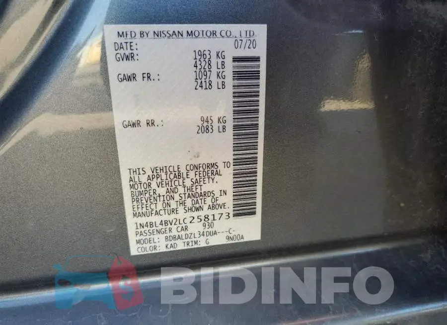 1N4BL4BV2LC258173 Photo# 12