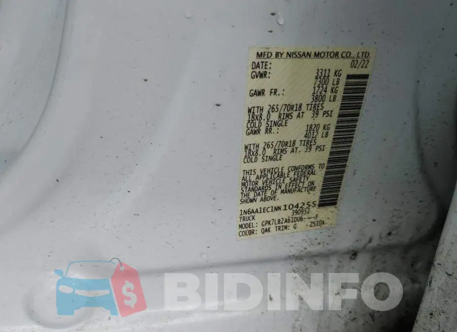 1N6AA1EC1NN104255 Photo# 12