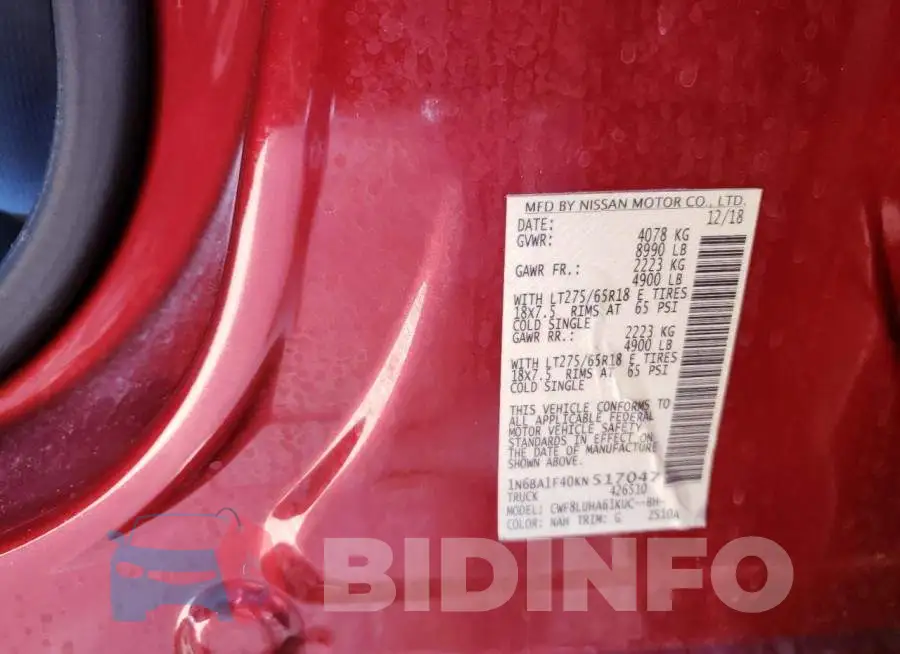 1N6BA1F40KN517047 Photo# 12