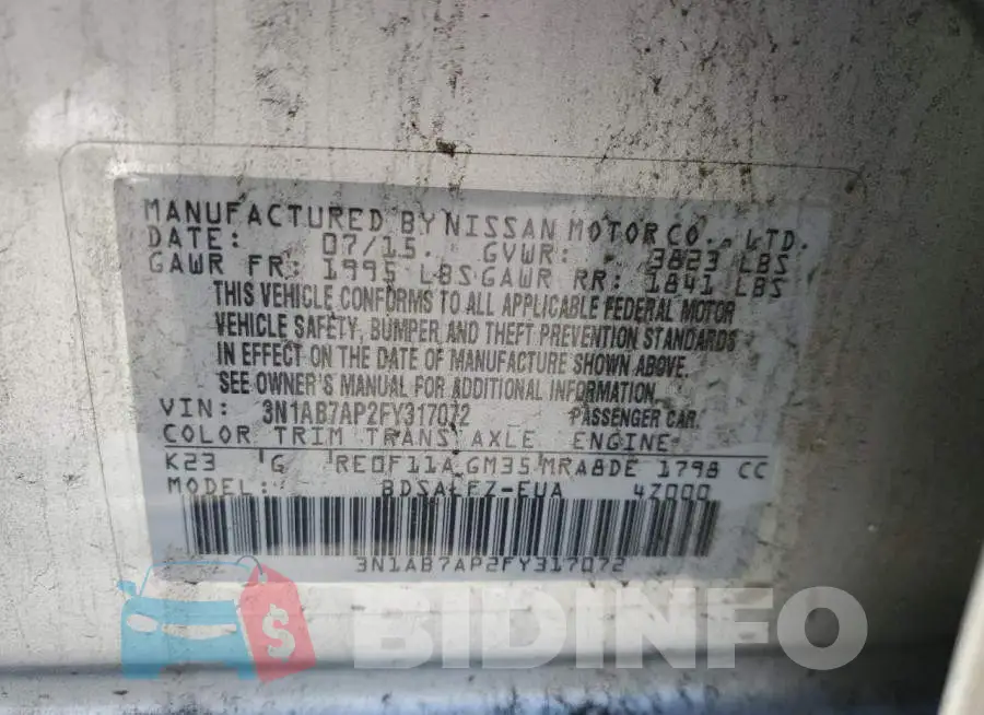3N1AB7AP2FY317072 Photo# 12
