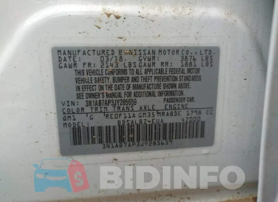 3N1AB7AP3JY285659 Photo# 12