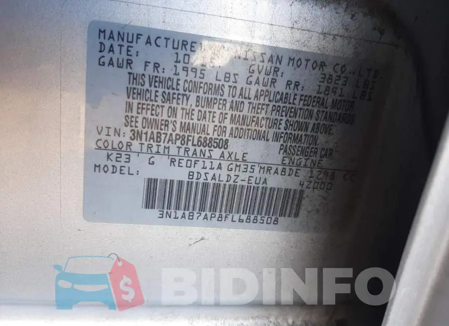 3N1AB7AP8FL688508 Photo# 12