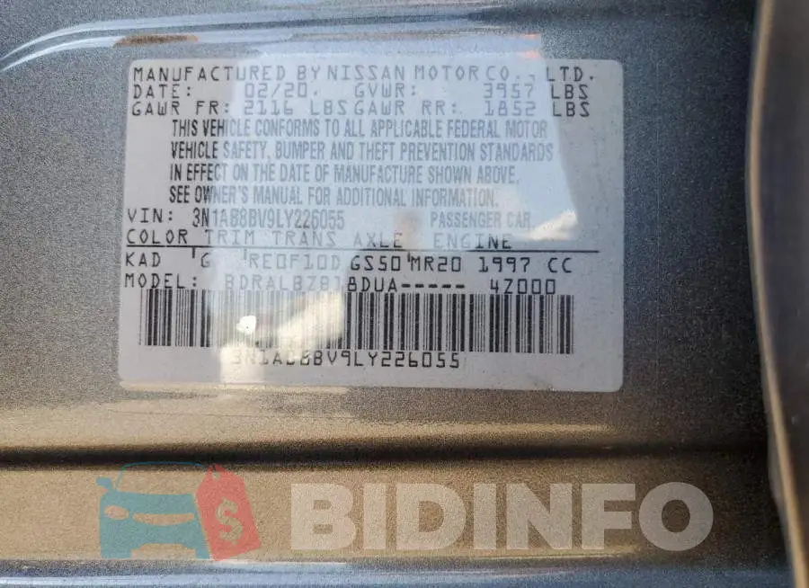 3N1AB8BV9LY226055 Photo# 10