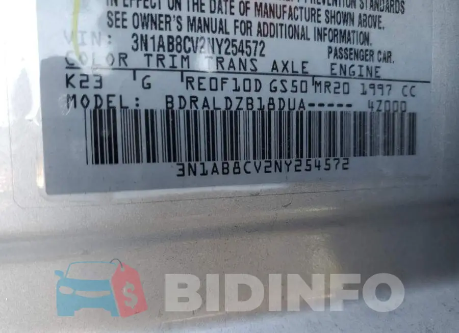 3N1AB8CV2NY254572 Photo# 12