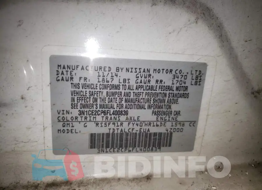 3N1CE2CP6FL400839 Photo# 13