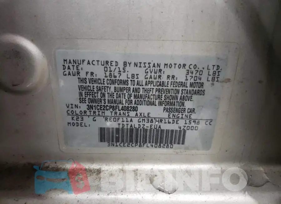 3N1CE2CP8FL408280 Photo# 12