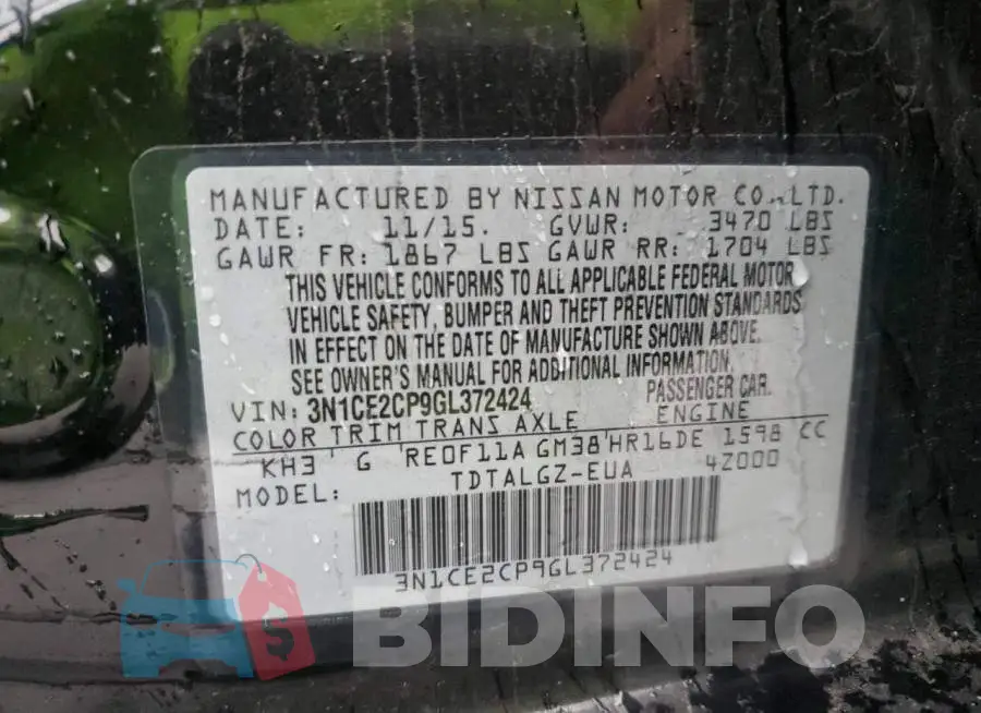 3N1CE2CP9GL372424 Photo# 12