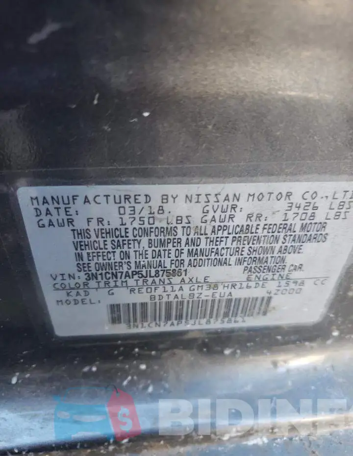 3N1CN7AP5JL875861 Photo# 13
