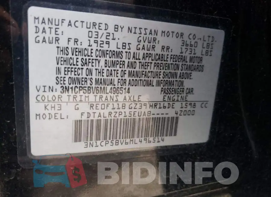 3N1CP5BV6ML496514 Photo# 12