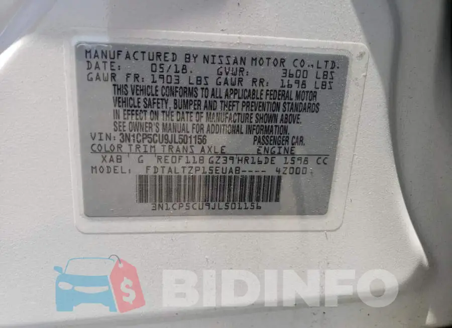 3N1CP5CU9JL501156 Photo# 10