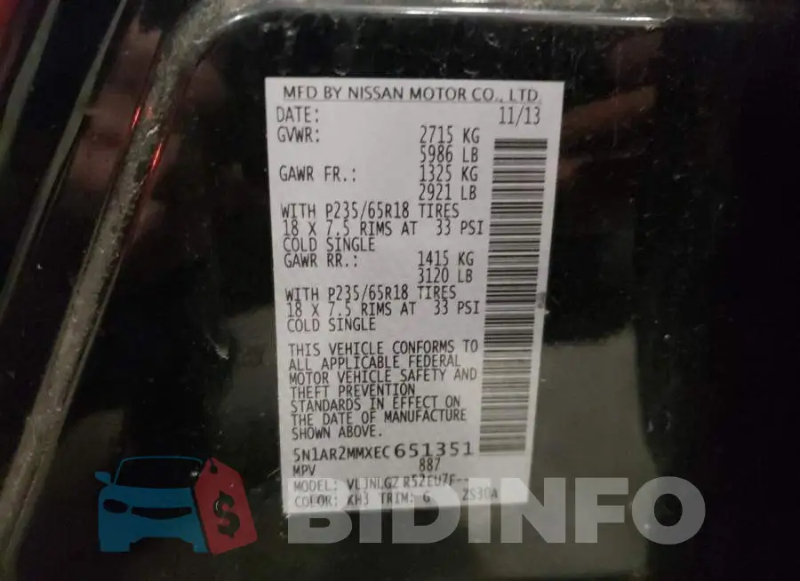 5N1AR2MMXEC651351 Photo# 13