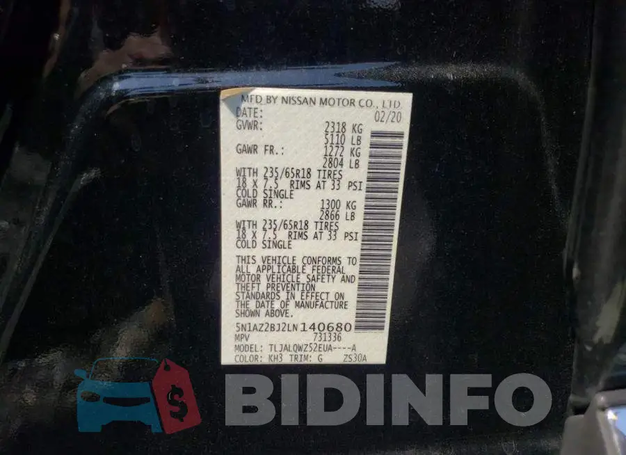 5N1AZ2BJ2LN140680 Photo# 10