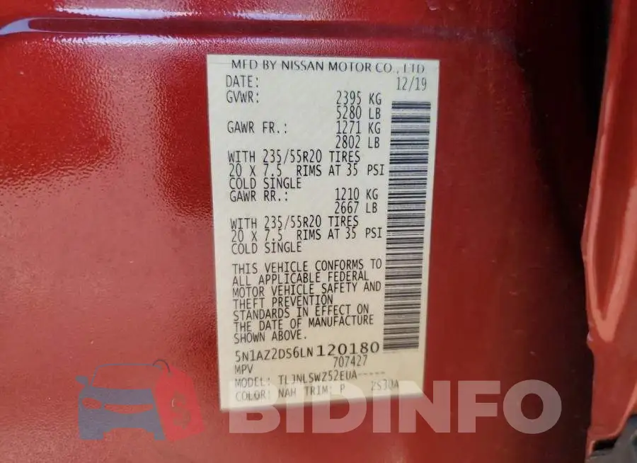 5N1AZ2DS6LN120180 Photo# 13