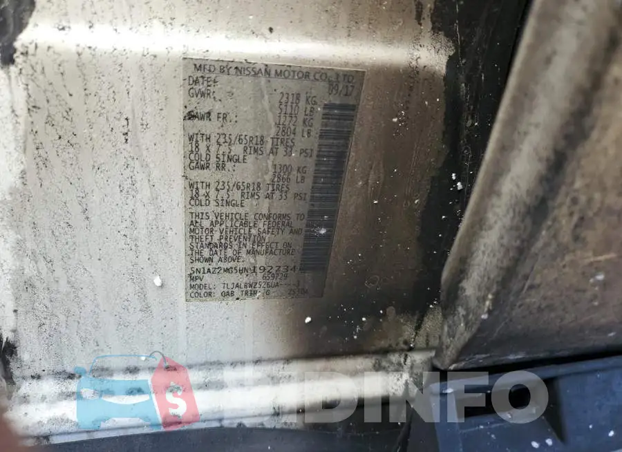 5N1AZ2MG5HN192734 Photo# 13