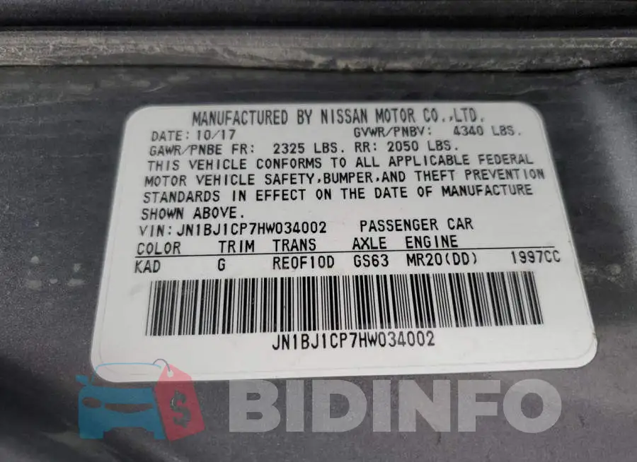 JN1BJ1CP7HW034002 Photo# 13