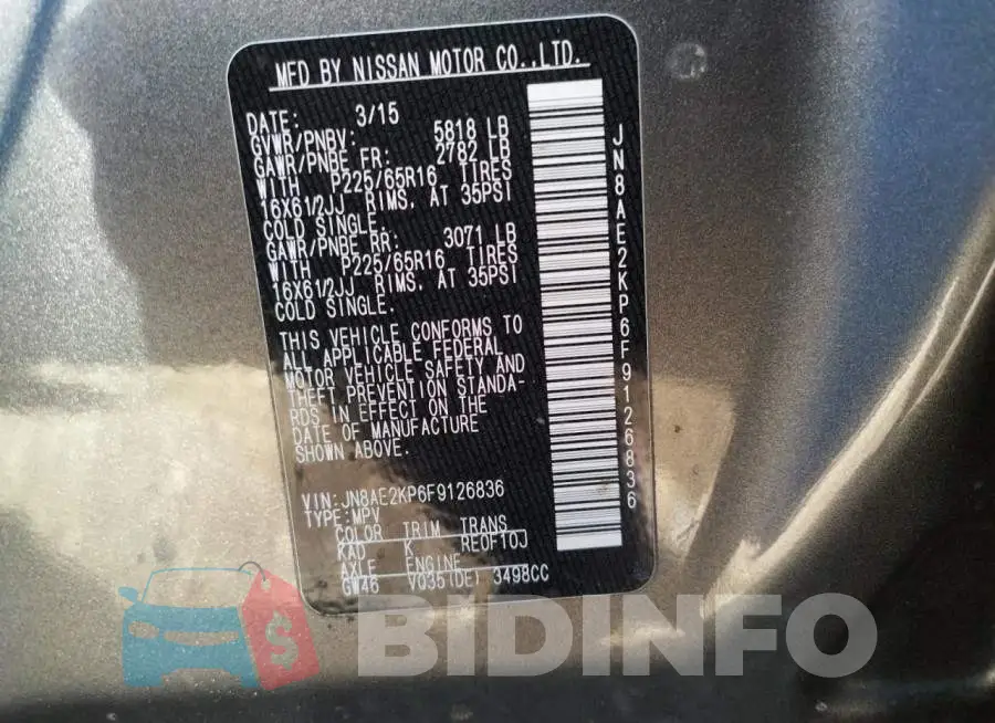 JN8AE2KP6F9126836 Photo# 12