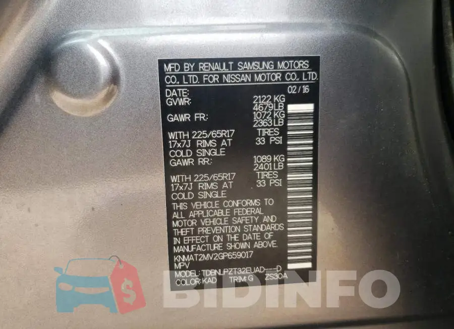 KNMAT2MV2GP659017 Photo# 10