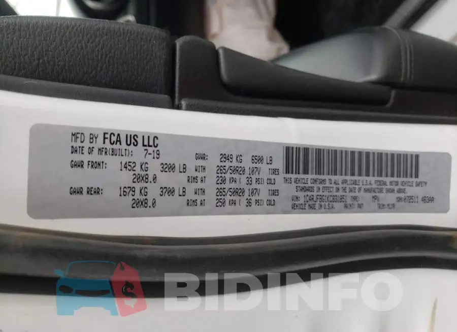 1C4RJFBG1KC831851 Photo# 10