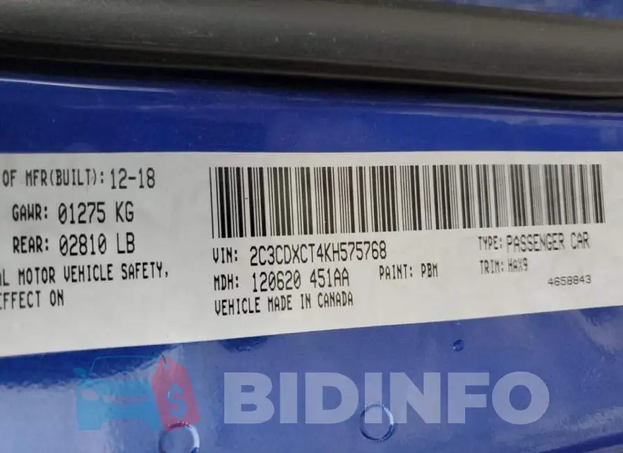 2C3CDXCT4KH575768 Photo# 12