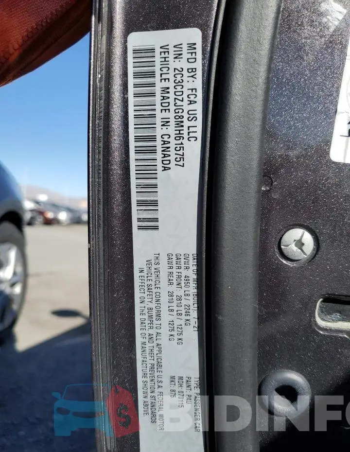 2C3CDZJG8MH615757 Photo# 12