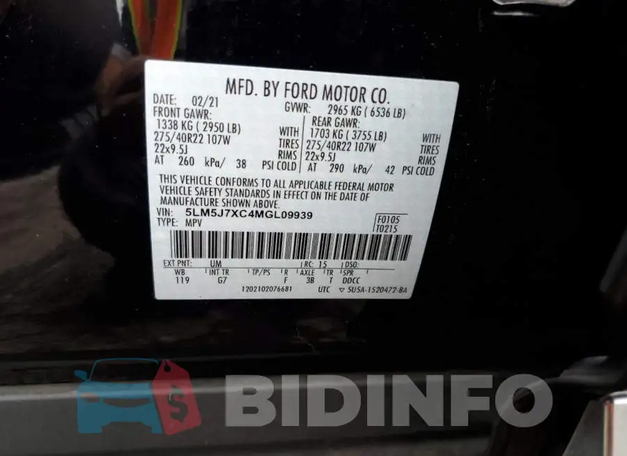 5LM5J7XC4MGL09939 Photo# 13