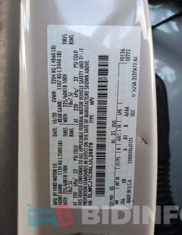 5LMCJ1C98LUL28878 Photo# 13