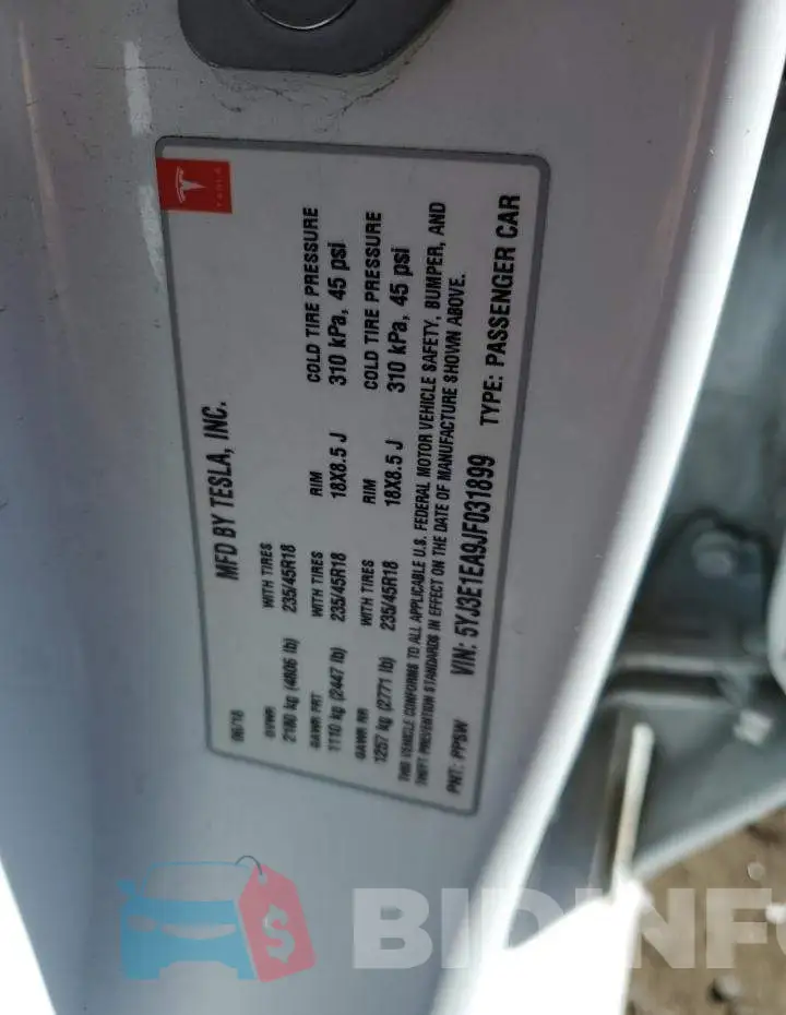 5YJ3E1EA9JF031899 Photo# 12