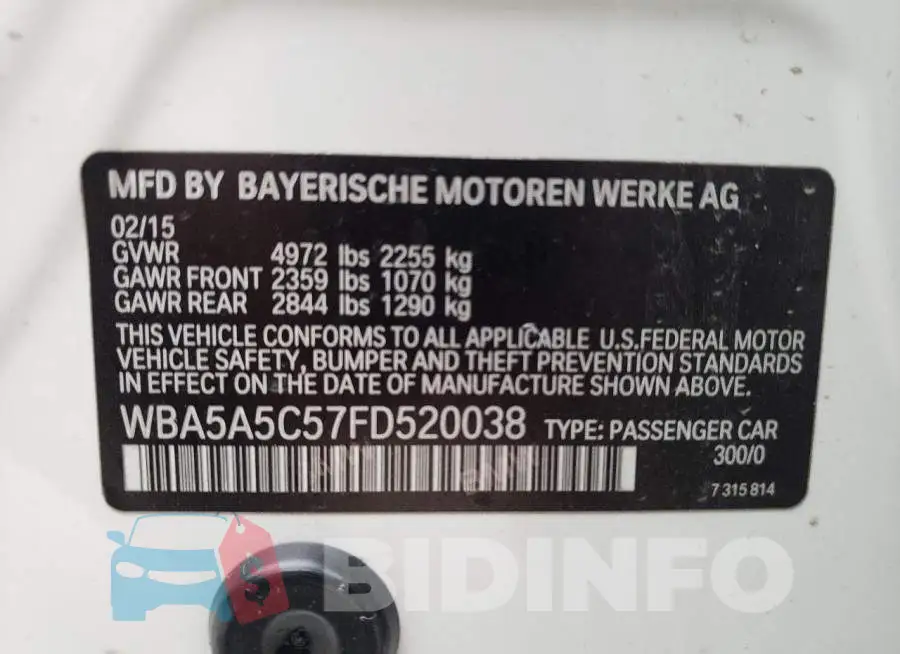 WBA5A5C57FD520038 Photo# 12