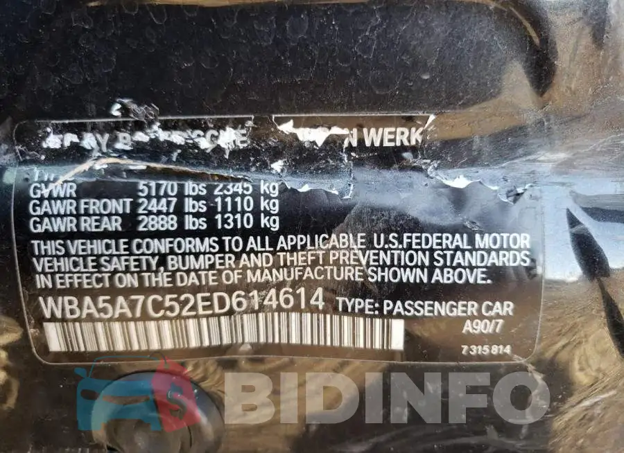 WBA5A7C52ED614614 Photo# 10