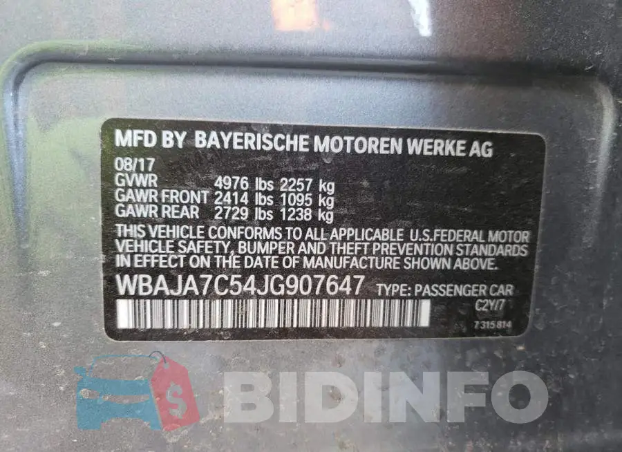 WBAJA7C54JG907647 Photo# 12