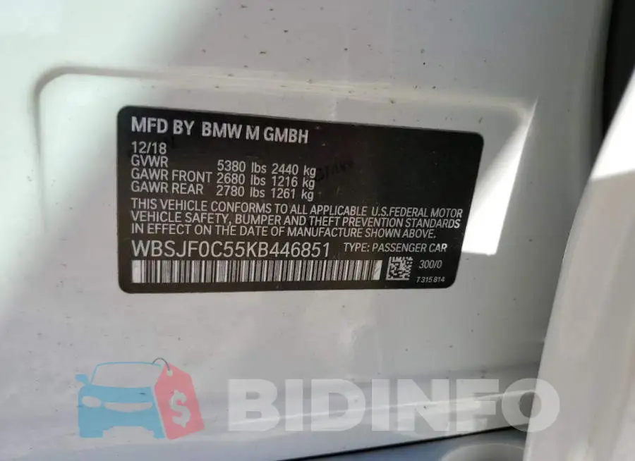 WBSJF0C55KB446851 Photo# 13